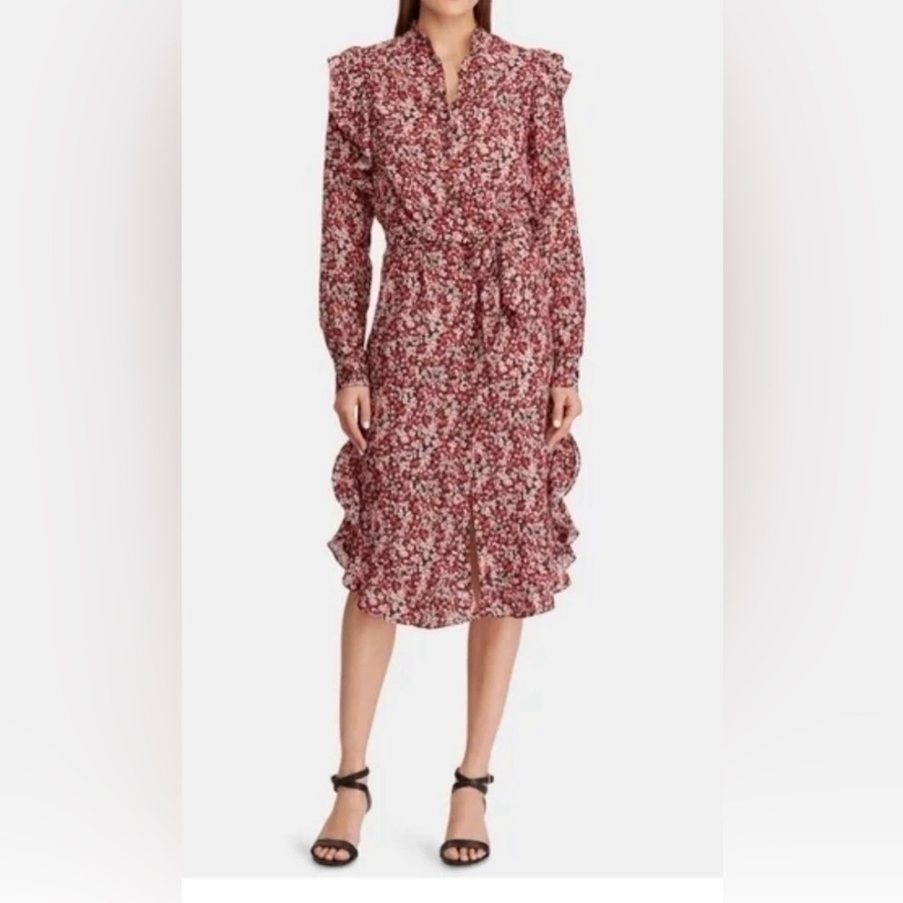 NWT Lauren Ralph Lauren Vasha Floral Ruffle Shirt Dress – Size 4 - Picture 3 of 7